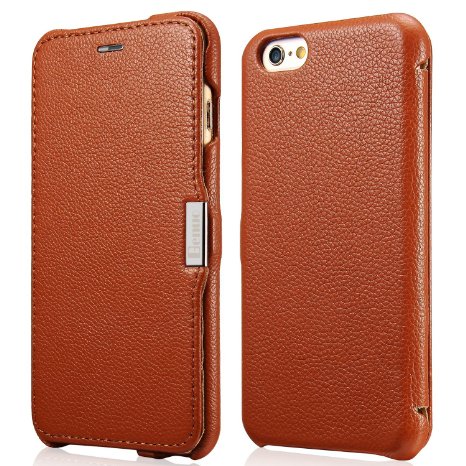 iPhone 6s  6 Case Benuo Litchi Pattern Series Ultra Slim Genuine Leather Folio Flip Case Simple and Protective with Magnetic Closure for iPhone 6s  iPhone 6 47 inch Brown