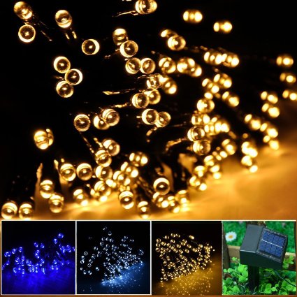 INST Solar Powered LED String Light Ambiance Lighting 545ft 17m 100 LED Solar Fairy String Lights for Outdoor Gardens Homes Christmas Party Warm white