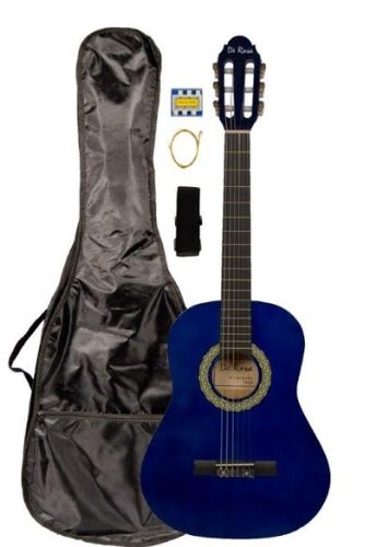 36" Inch 3/4 Blue Student Beginner Classical Nylon String Guitar and Carrying Bag, Strap, & DirectlyCheap(TM) Translucent Blue Medium Guitar Pick (PRO-K Series)