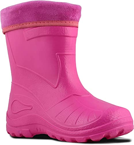 Kolma Ultra Light EVA Kids Girls Wellington Boots Rainy Snow Wellies Red Very Warm Liners