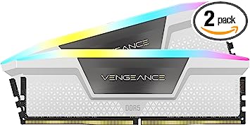 CORSAIR VENGEANCE RGB DDR5 RAM 32GB (2x16GB) 6000MHz CL36 Intel XMP iCUE Compatible Computer Memory - White (CMH32GX5M2D6000C36W)