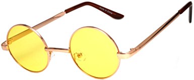 Round Retro Vintage Circle Style Sunglasses Colored Metal Frame OWL