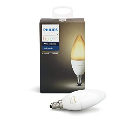 Philips Hue White Ambiance E12 Decorative Candle 6W Equivalent Dimmable LED Smart Bulb (Compatible with Amazon Alexa Apple HomeKit and Google Assistant) (Certified Refurbished)