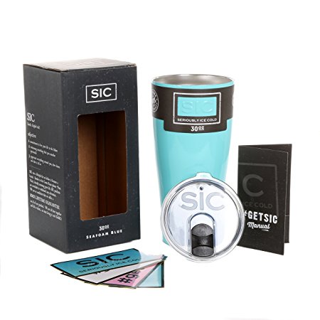 Seafoam Blue Powder Coated 30 Oz. SIC (Seriously Ice Cold) Stainless Steel Tumbler Double Wall Vacuum Insulated Cup No Sweat Travel Mug Coffee Cup & Thermos Multiple Colors & Sizes