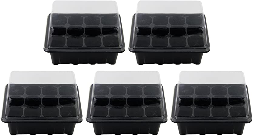 5 Pack Professional 12 Hole Seed Tray Cavity Insert Seedling Starter Trays with Lid