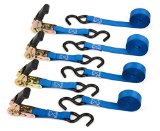 Premium Ratchet Tie Downs by Vault - 4 Pack - 15 Ft - 500 Lbs Load Cap - 1500 Lb Break Strength - Cargo Straps for Appliances Camping Motorcycles - Strong Cambuckle Alternative - Ergonomic Handle