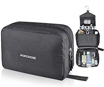 Hanging Toiletry Bag for Men POPCHOSE Waterproof Durable Travel Dopp Kit Bag Bathroom Shower bag with Sturdy Metal Hook 6 Compartments for Business, Travel, Gym, Outdoor Activities, Backpacking