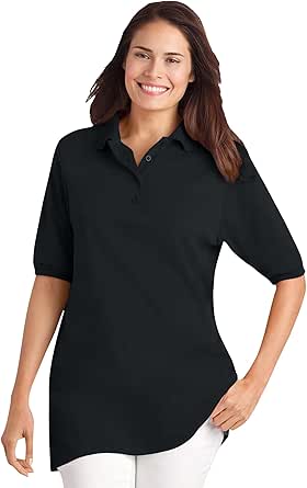 Woman Within Women's Plus Size Elbow-Sleeve Polo Tunic