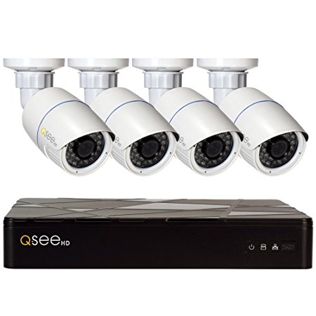 Q-See QT874-4AP-2 | HD IP Surveillance System Includes 4 Complete Solution 4MP HD Bullet Cameras, 4 Channel NVR, 2 TB Storage & 100 ft Cables | IOS/ Android App | Weather Resistant | White