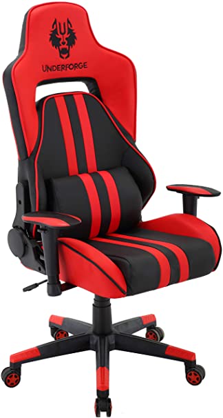 Hanover Commando Ergonomic Adjustable Gas Lift Seating and Lumbar Support, Gaming Chair, Red/Black