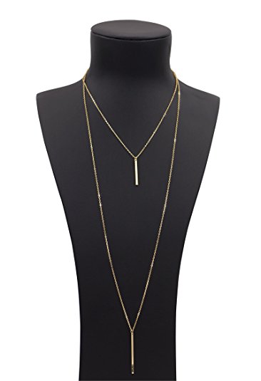 Geerier 1PC Women Pendant Bar Necklace Simple Y-Type Chain Ring Necklace
