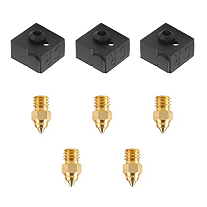 Official Creality 5PCS 0.4mm Brass 3D Printer Nozzles with 3PCS Silicone Covers, Original Nozzle and Silicone Sock for Ender 3 Neo, Ender-3 Max Neo, CR-6 SE, CR-10 Smart 3D Printer Hotend Extruder