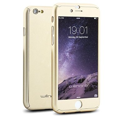 iPhone 6 Plus Case Willnorn Norn One Full Body Coverage Protection Hard Slim iPhone 6 Plus Case with Tempered Glass Screen Protector for Apple iPhone 6 Plus 55 Gold