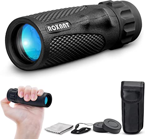 Roxant Viper Monocular Telescope - 10x25 High Definition Weatherproof Pocket Telescope with Hand Grip & BAK4 Prism - with Compact Monocular, Case, Wrist Strap, etc. Monoculars for Adults High Powered