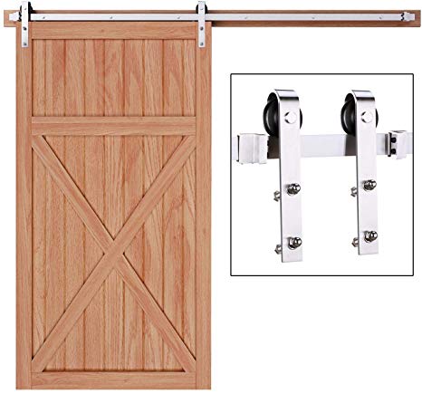 EaseLife 8 FT Modern Stainless Steel Sliding Barn Door Hardware Track Kit,Anti-Rust Anti-Corrosion,Slide Smoothly Quietly,Easy Install,Fit 40"~48" Wide Door (8FT Track Single Door Kit)
