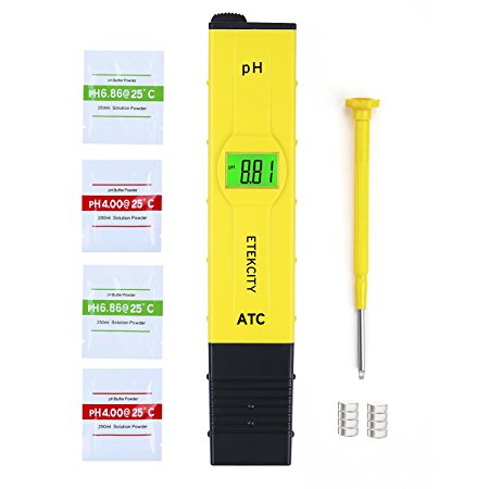 Etekcity 0.01 Resolution High Accuracy Digital Handheld pH Meter Pen Tester with Automatic Temperature Compensation, Yellow