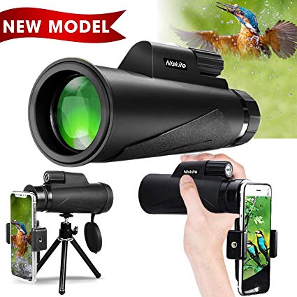 Monocular Telescope for Adult,[2018 Newest] High Power 12x50 Compact Monocular Scope for Smartphone,Waterproof Shockproof HD BAK4 Prism FMC Monoscope for Bird Watching,Hunting,Camping,Wildlife