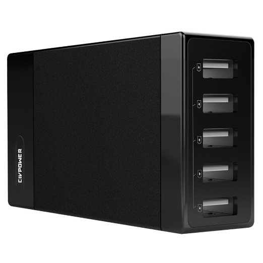 CIVPOWER - Multi Port USB Charger or USB Wall Charger - 5 Extra High Speed (2.4 A Max) USB Ports - Excellent as Multiple Device or Cell Phone Charging Station - Smart Circuitry for Extra Protection