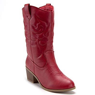 J'aime Aldo Women's TEX-25 Tall Stitched Western Cowboy Cowgirl Boots