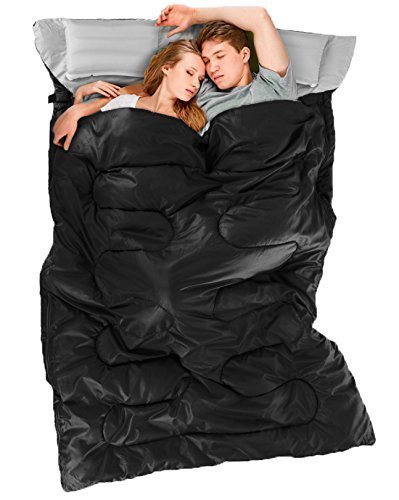 Ohuhu 86"x 59" Huge Double Sleeping Bag with 2 Free Pillows and a Carrying Bag for Camping, Backpacking, Hiking