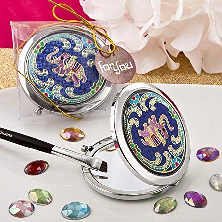 Elephant Themed Metal Compact Mirror Party Favor - Set of 3