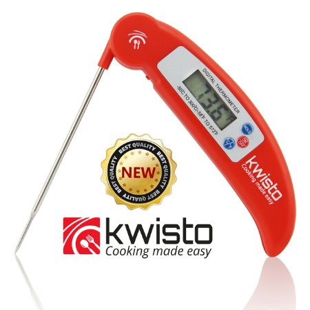 Best Instant Read Kitchen Thermometer - Digital Meat Thermometer Compact Accurate - Flexible Probe - Essential for All Food Meat BBQ Dairy Water Candy - Proven Cooking Thermometer - indoor outdoor use