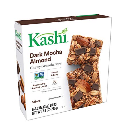 Kashi, Chewy Granola Bars, Dark Mocha Almond, Non-GMO Project Verified, 7.4 oz (6 Count)