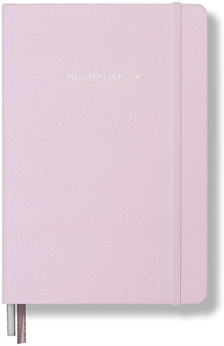 Minimalism Art, Premium Edition Notebook Journal, Medium A5 5.8 x 8.3 inches, Wide Ruled 7mm, Hard Cover, 234 Numbered Pages, Gusseted Pocket, Ribbon Bookmark, Ink-Proof Paper 120gsm (Pink)