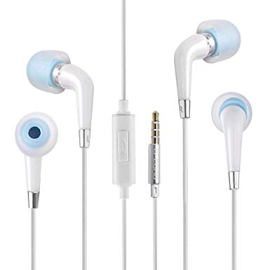 2 Pack Heavy Bass Ceramics Stereo Earbuds with Microphone and Remote Control for iPhone Sony Samsung Android Phone iPad iPod Tablet Laptop PC