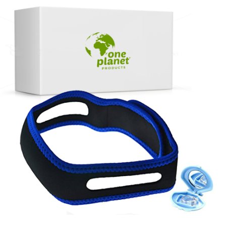 Anti-Snore Chin Strap Clip by One Planet, with Anti-Snore Nose Clip, Stops Heavy Breathing & Enjoy Restful Quality Sleep, Adjustable Wide Chin Straps For Comfortable Use, Sleep Better Now!