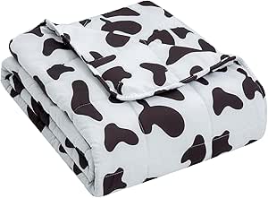 yescool Weighted Blanket (7 lbs, 41" x 60", Cow) Cooling Heavy Blanket for Sleeping Perfect for 60-90 lbs, Throw Size Breathable Blanket with Premium Glass Bead, Machine Washable