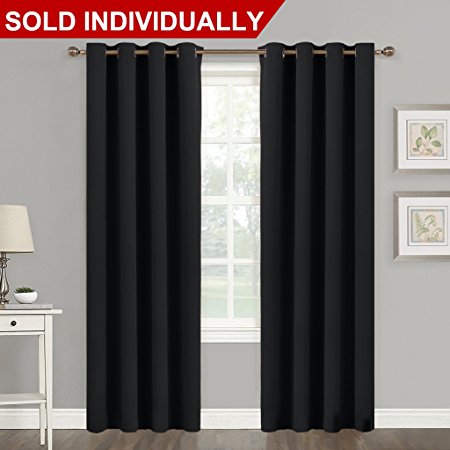 NICETOWN Summer Thermal Insulated Blackout Curtains - Solid Grommet Curtains / Drape / Rideaus / Rideaux for Living Room (One Panel,52 Inch by 84 Inch, Black)
