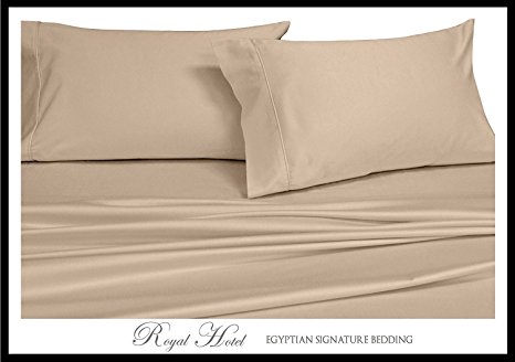 Royal Hotel's 8pc Queen size Bed-in-a-Bag Solid Tan 600-Thread-Count Siberian Goose Down Alternative Comforter 100 percent Cotton - includes sheets and Duvet Cover Sets