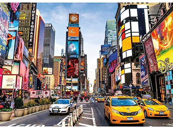 Times Square - 1000 Piece Jigsaw Puzzle for Adults and Kids,Large Completed Size 30" x 20" -Interesting Toys for Children Teens - Educational Intellectual Decompression Family Game