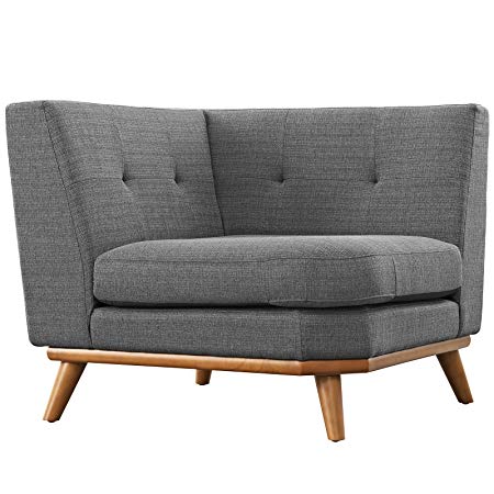 Modway Engage Mid-Century Modern Upholstered Fabric Corner Sofa In Gray