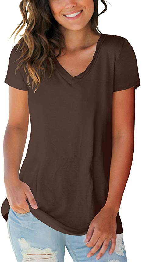 Womens Tops V Neck Tee Casual Short Sleeve and Long Sleeve T Shirts