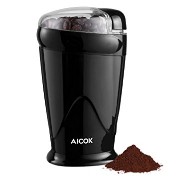 Aicok Electric Coffee Grinder Fast and Fine Fineness Coffee Blade Grinder Mini Spice Grinder for Coffee Beans, Spices, Nuts and Grains, 60g, 150W, Black
