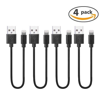 FLECK Lightning to USB Cable Apple Lightning Cable for all Apple Lightning devices Short 02m85in Perfect for Multi Ports USB Charging Station 4-pack Black