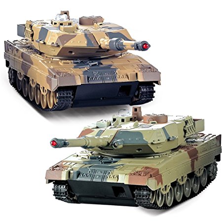 RC Tank 2 pack, TOWERPRO 2 Set Remote Control 2.4G Infrared Battle Tank Camouflage Military Vehicle
