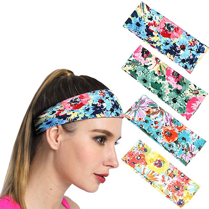 4 Pack Women Headbands, Boho Head Wraps, Sports Hair Band for Girls