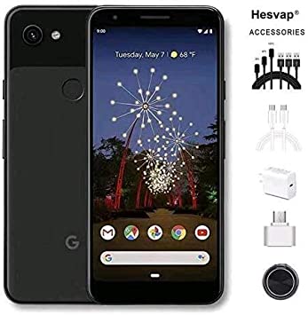 Google - Pixel 3a Unlocked Android G020g with 64GB Memory Cell Phone Unlimited Cloud Storage W/ 69.99 Hesvap 7 in 1 Accessories Bundle (Black)