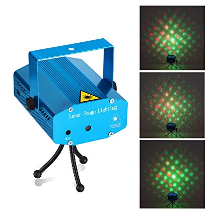 Amzdeal Disco Lights Mini LED Stage Lighting Red & Green DJ Disco Party Light Projector for Disco DJ Party Bar KTV Club (Blue)