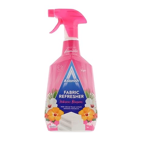 Astonish Fabric Refresher Hibiscus Blossom 750ml | Special Aromatic Edition | Fabric, Carpet, Curtains, Upholstery Freshener & Deodorizer Trigger Spray | Vegan & Cruelty-Free