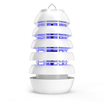 Electronic Insect Killer – Improved Indoor/Covered Patio Bug Zapper – Attracts Bugs, Mosquitoes and Other Pests with Safe, Long-Lasting UV LED Light and Titanium Dioxide (TiO2) Coating