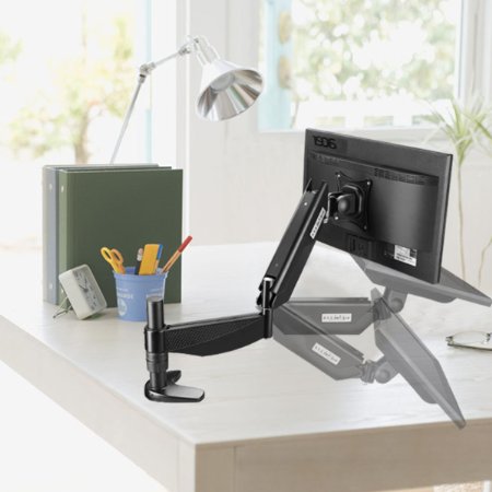 Suptek MD5211B-1 Single LCD Monitor Desk Mount Stand with Gas Spring Fully Adjustable/Tilt/Articulating for 1 Screen up to 27"