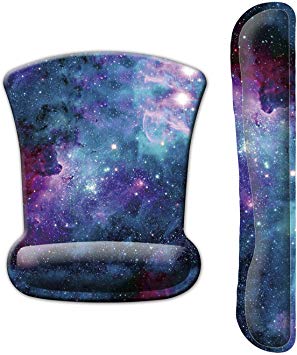 Dooke Keyboard Wrist Rest Pad and Mouse Wrist Rest Support, Comfort Wrist Rest Pad with Non-Slip Rubber Base & Memory Foam Support for Working Gaming Fatigue Pain Galaxy