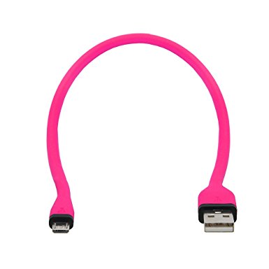 dCables Bendy & Durable Short Micro USB Charging Cable - 15 Inch - Pink