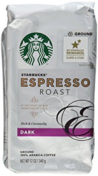 Starbucks, Dark Roast, Espresso Roast Ground Coffee, 12oz Bag (Pack of 2)