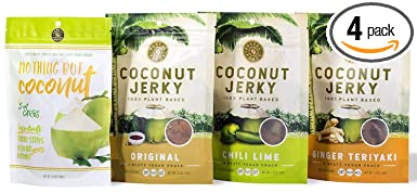 Coconut Jerky Sampler Pack | Vegan Meaty Snack | Paleo, Keto, Vegan, Plant-Based, Non-GMO, Soy-Free, low-carb | 3 pack (1.5 oz) (4 Flavor Variety Pack)