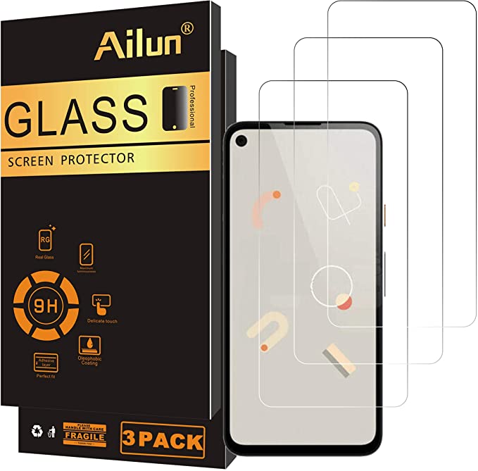 Ailun Screen Protector for Google Pixel 4A Tempered Glass 3Pack Ultra Clear Anti-Scratch Case Friendly